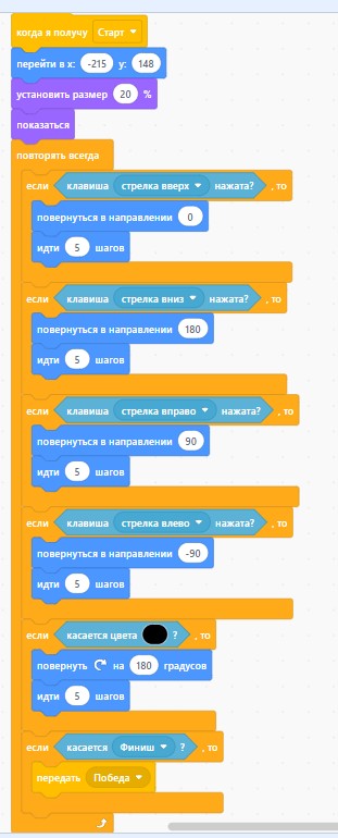Программирование игры Лабиринт на Scratch